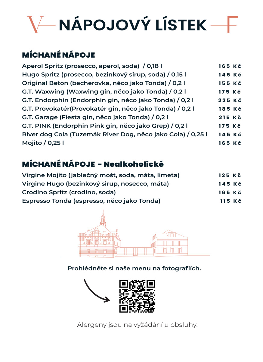 Menu restaurace Villa Fitz