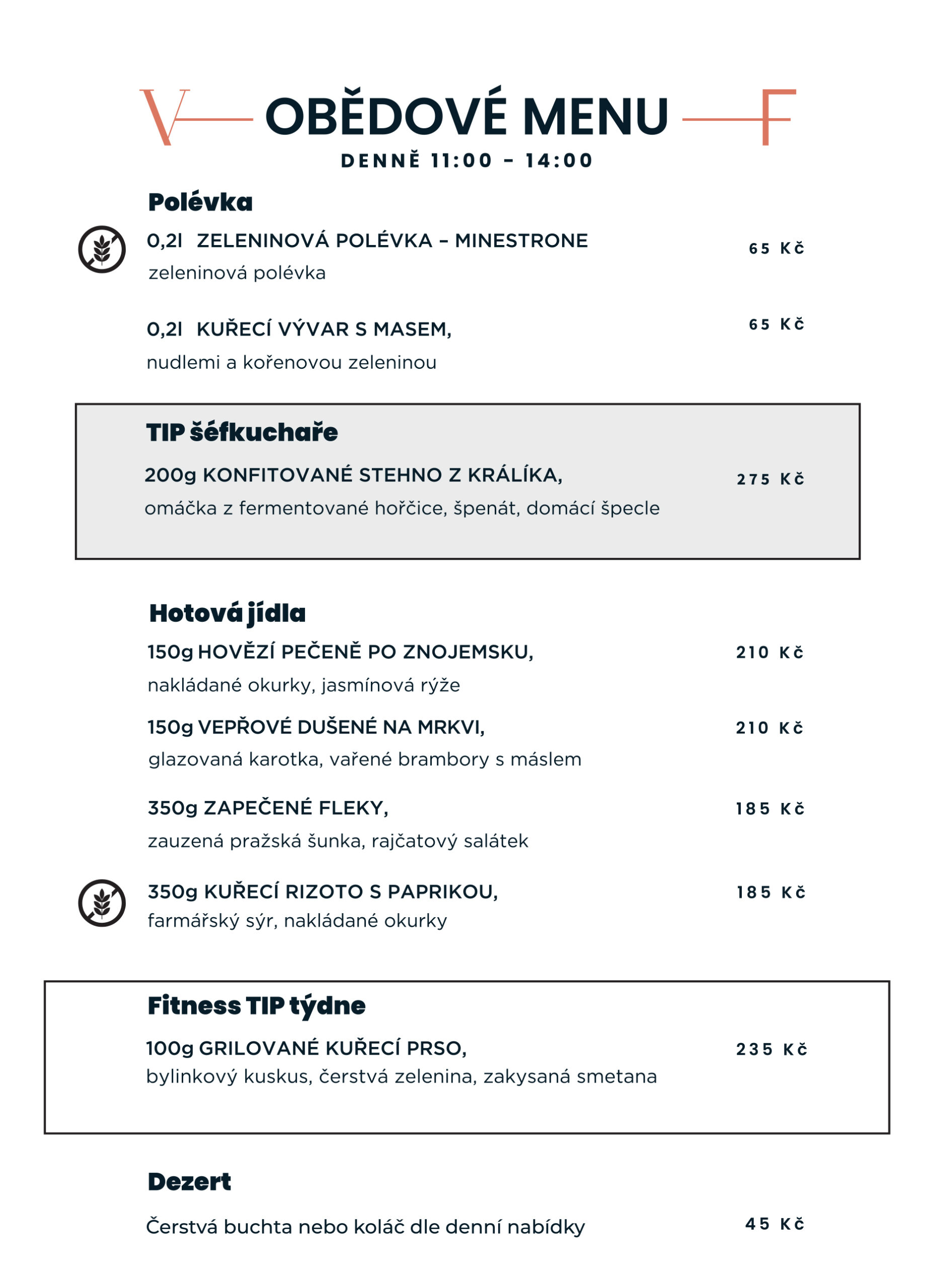 Obědové menu Villa Fitz