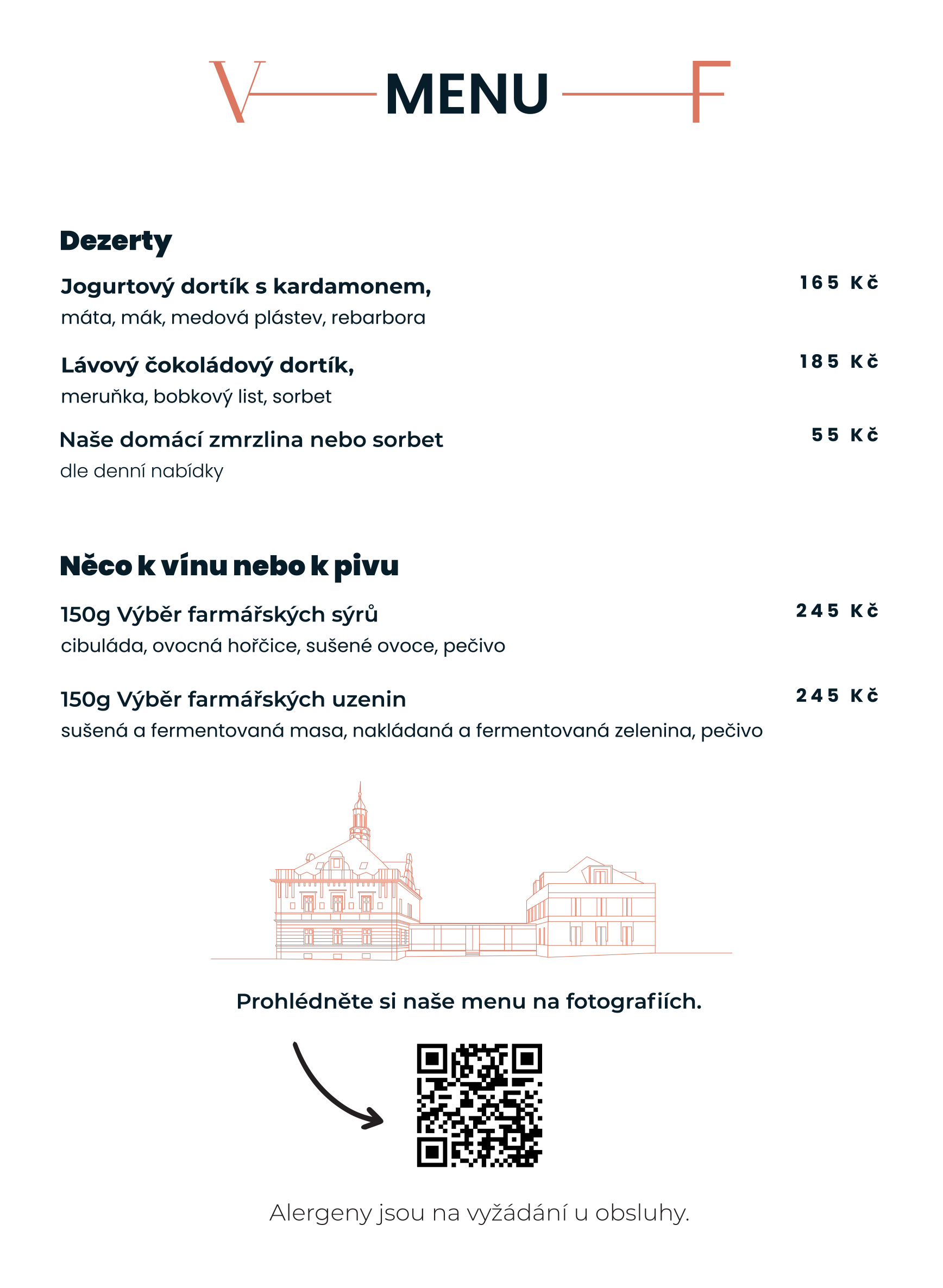 Menu restaurace Villa Fitz