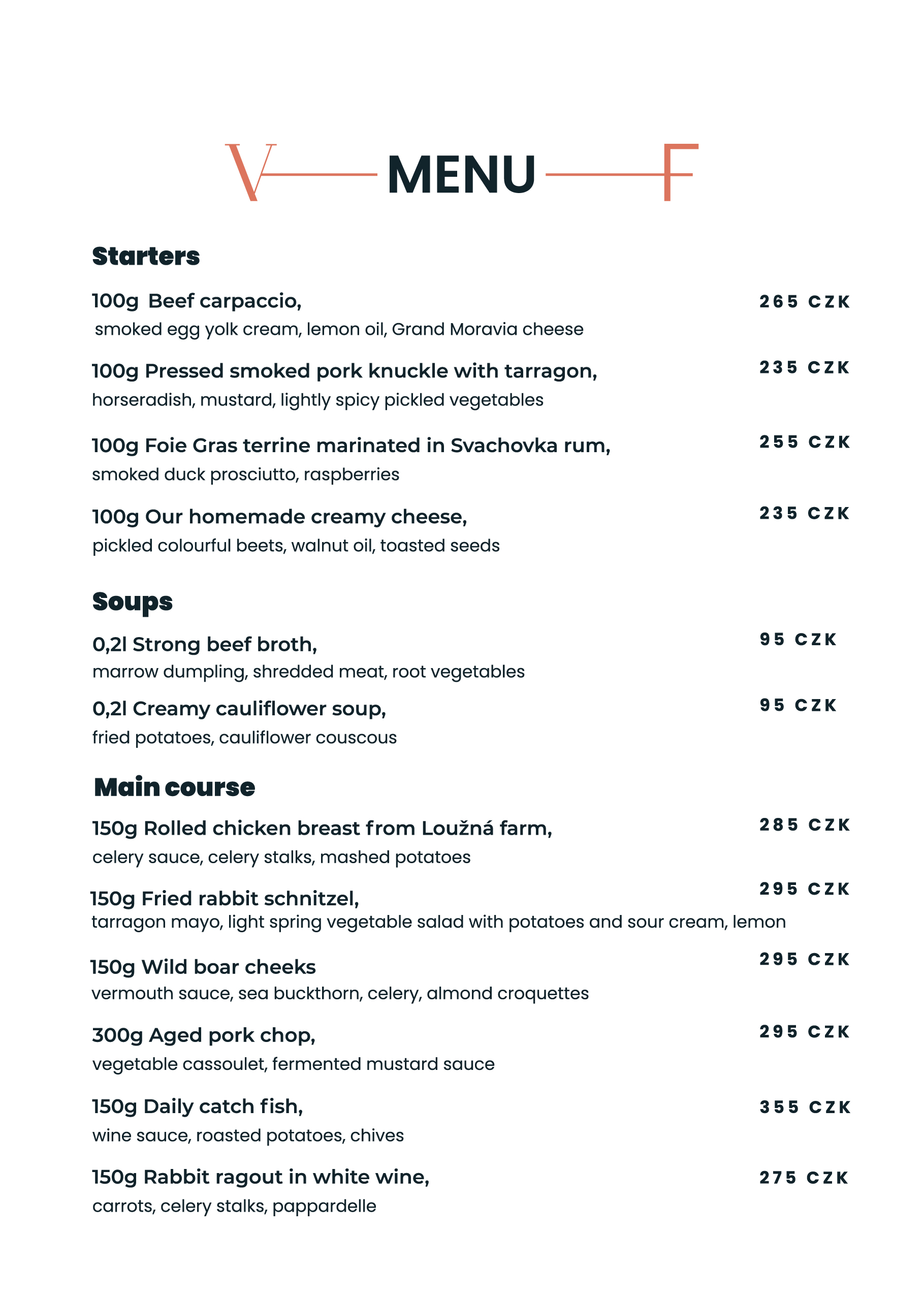 Menu Villa Fitz EN