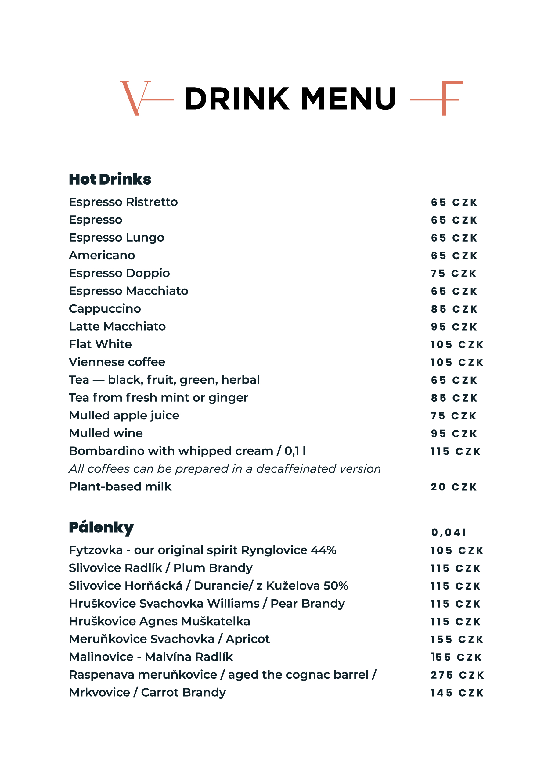 Menu Villa Fitz EN