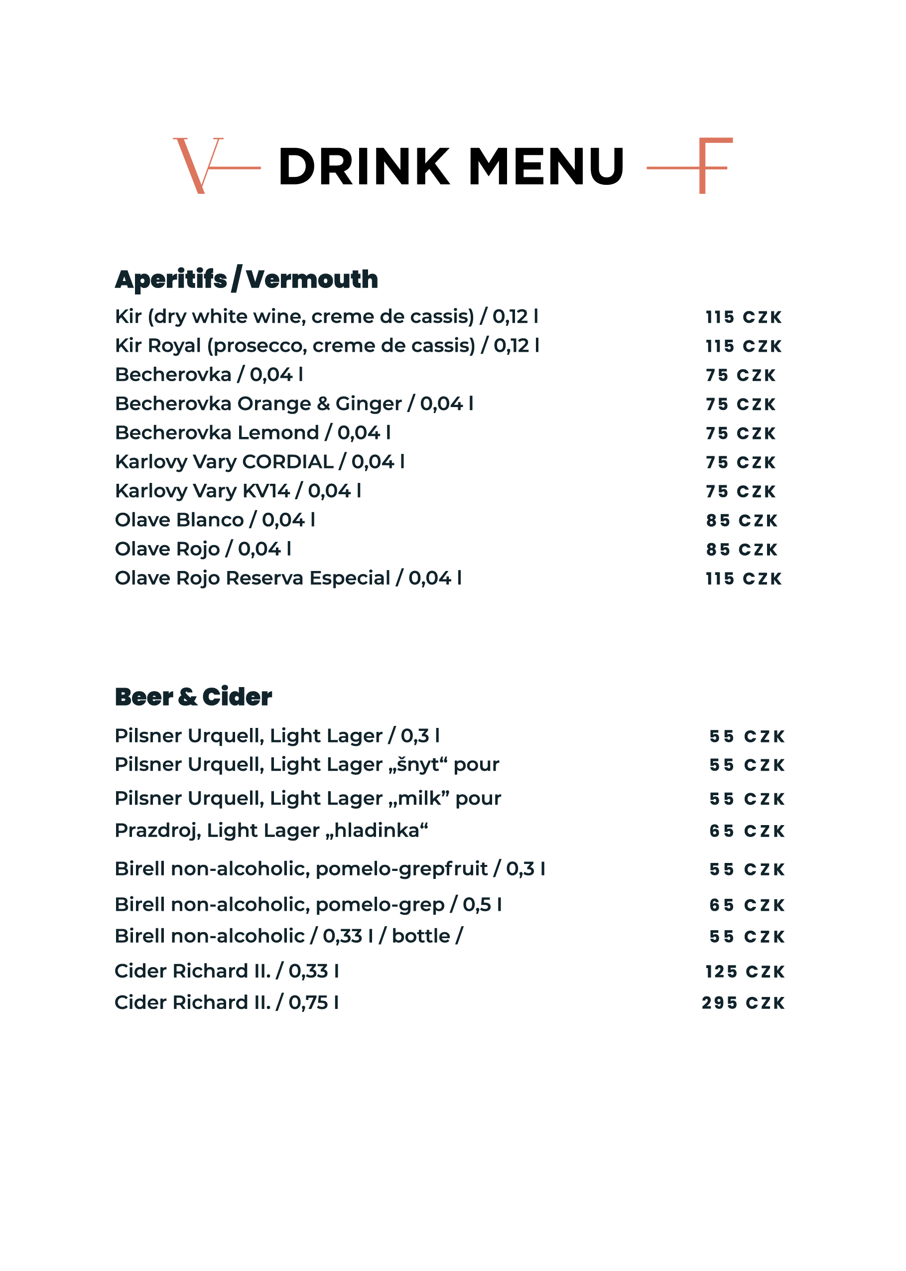 Menu Villa Fitz EN